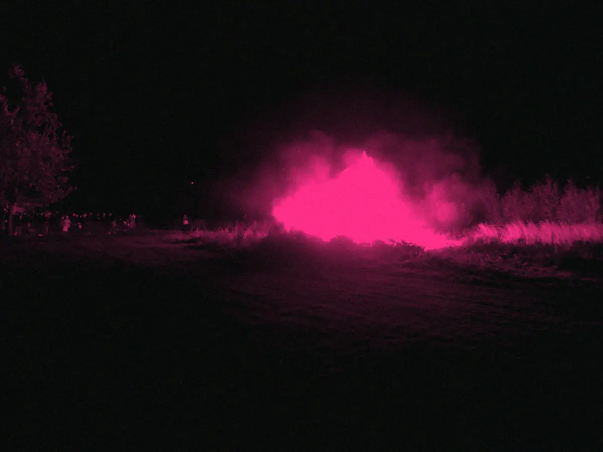 The bonfire burning at Rawcliffe Country Park, York
