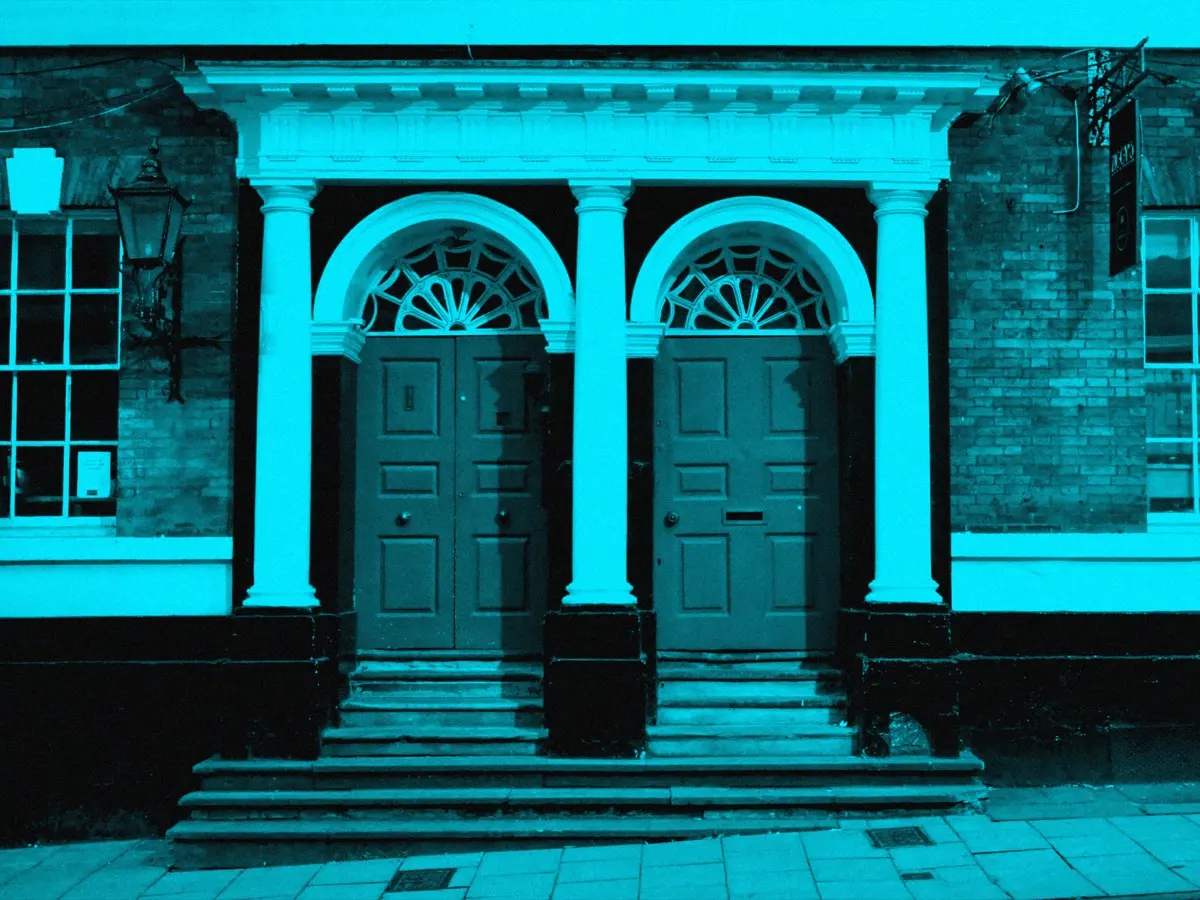 Ziggy's doorway on Micklegate, York, at night